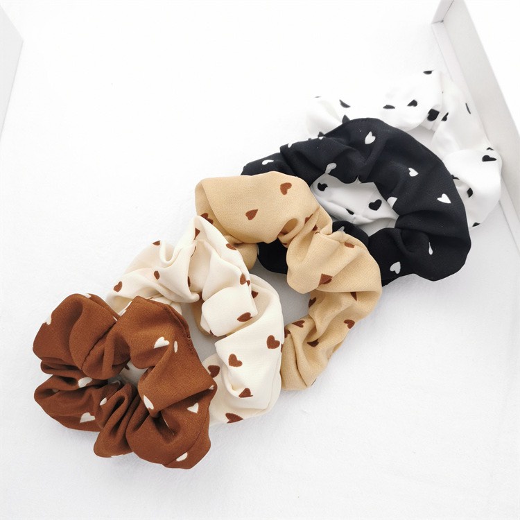 Dây Buộc Tóc Vải Scrunchies Họa Tiết Caro Trái Tim Nhiều Màu Xinh Xắn Đáng Yêu Phong Cách Hàn Quốc Cột Tóc Cho Nữ Cute