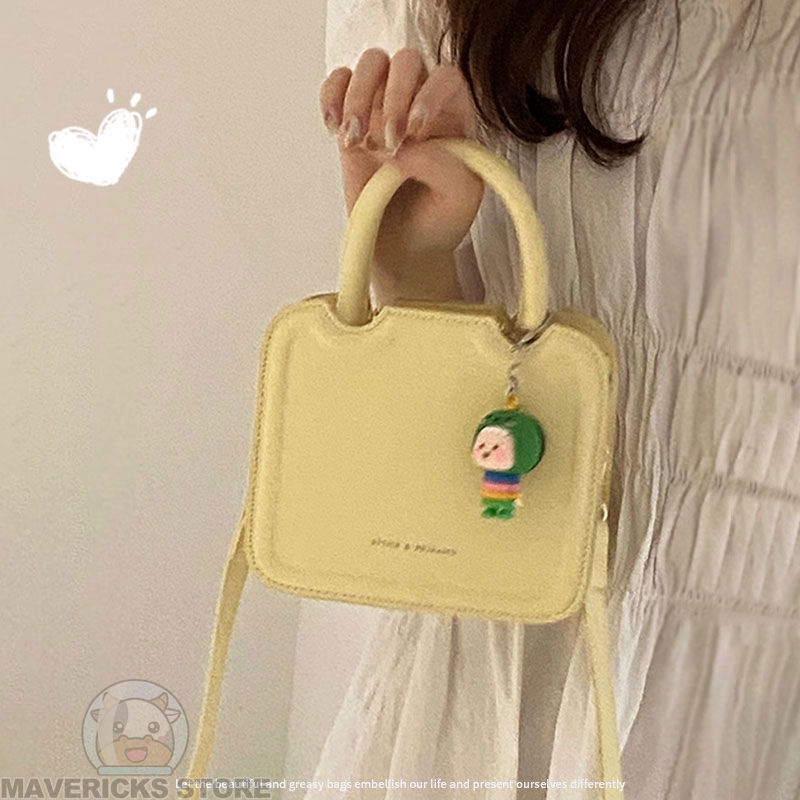 Túi Đeo Chéo Dáng Vuông Nhỏ Cầm Tay Màu Trơn Thời Trang Cho Nữ