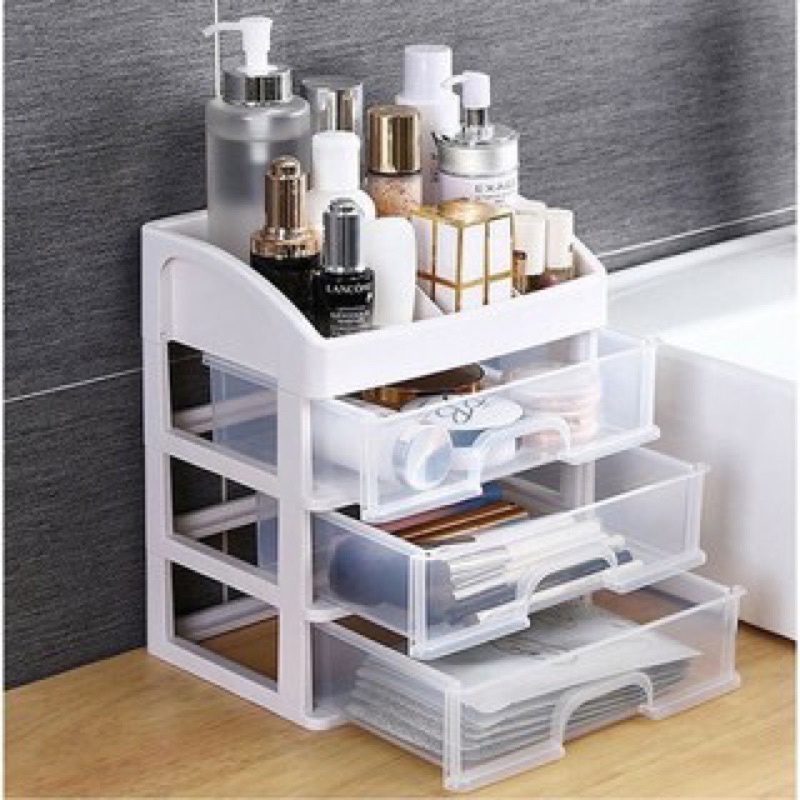 Kệ đựng mỹ phẩm nhựa 4 tầng cao cấp - có ngăn kéo