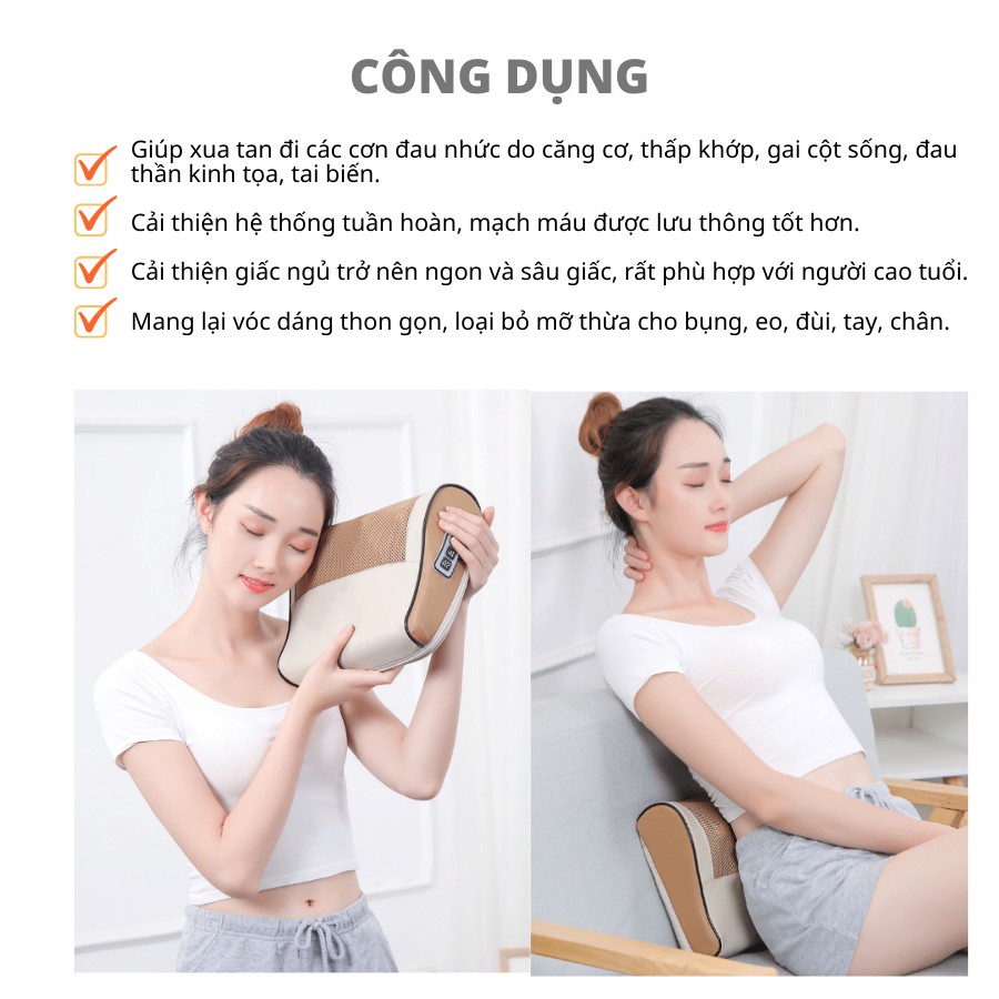 ✈️ [Freeship] GỐI MASSAGE ĐA NĂNG JB311 [Chế độ xoa bóp & hồng ngoại]