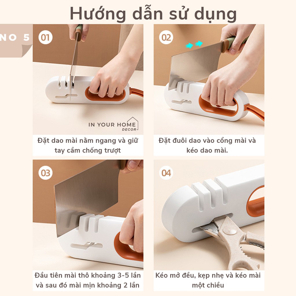 Đồ mài dao kéo 4 trong 1, dụng cụ mài dao cầm tay đa chức năng sử dụng trong nhà bếp gia đình