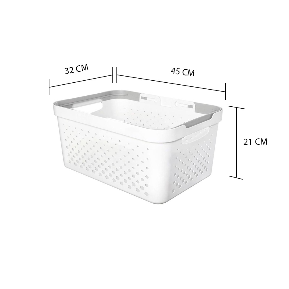 HomeBase STACKO Giỏ đựng đồ bằng nhựa hình vuông Thái Lan W45xH21xD32 màu trắng