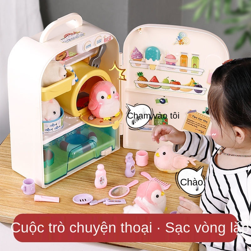 J Thú cưng tham lam dễ thương chim cánh cụt tủ lạnh trẻ em cô gái chơi nhà mô phỏng bếp món quà đồ từ 3-6 tuổi trở lên