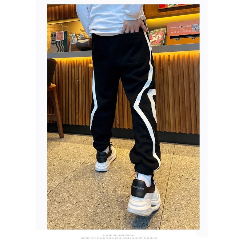 Quần Thể Thao Nam Dài Chữ C, Quần Ống Rộng Nam  Cao Cấp Màu Đen - Dino store