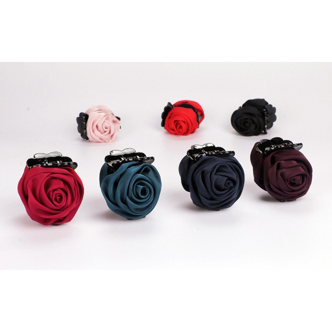 Kẹp Tóc Vải Hàn Quốc Bông Hoa Hồng handmade cao cấp - Kẹp tóc bé gái đuôi ngựa hot trend - Phụ kiện thời trang