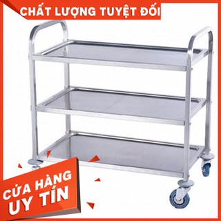 Xe đẩy 3 tầng [ TB PHÒNG TN, BV,TTYT ]  INOX THƯỜNG
