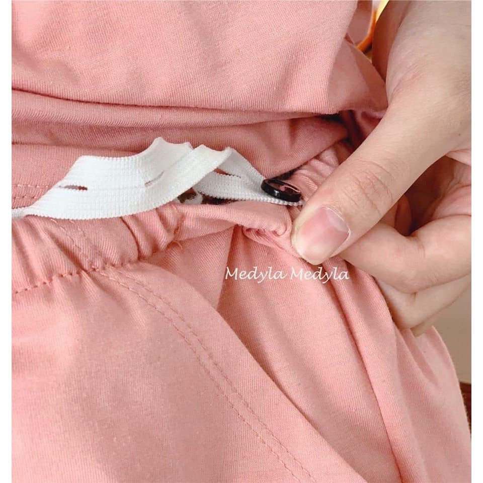 Bộ Bầu Và Sau Sinh Dài Tay Vạt Chéo, Chất Cotton Cao Cấp