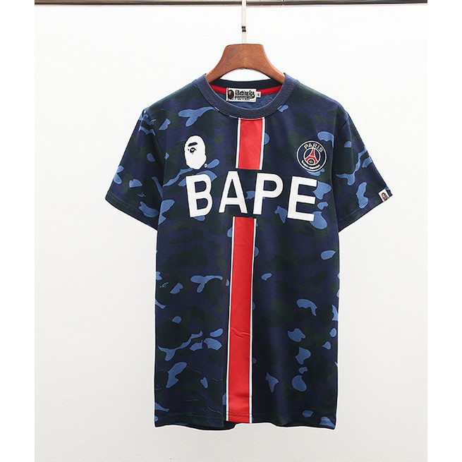 Mới Áo Thun BAPE X PSG Chất Liệu Cotton Thoáng Khí Thời Trang Mùa Hè Cho Nam Và Nữ
