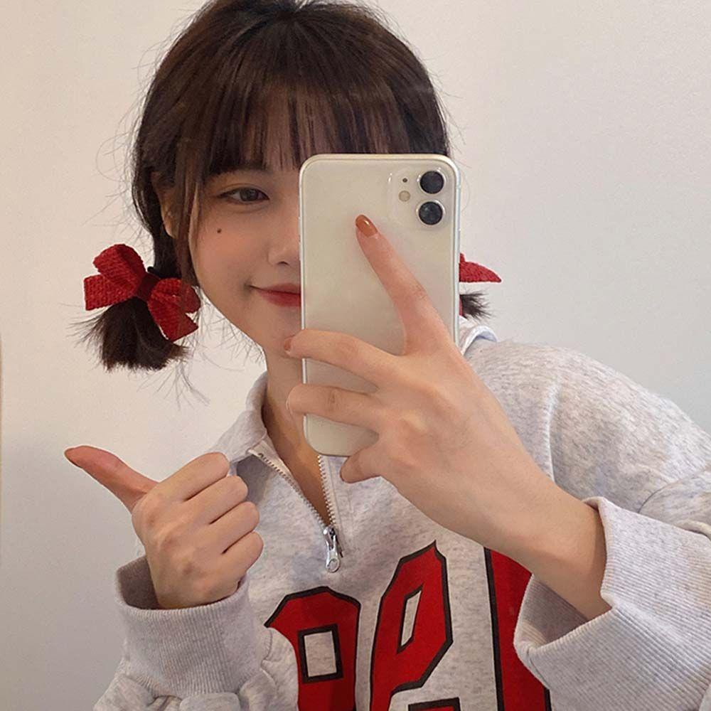 TWINKLE Dây Cột Tóc Đuôi Ngựa Co Giãn Đính Nơ Đơn Giản Phong Cách Hàn Quốc Cho Nữ