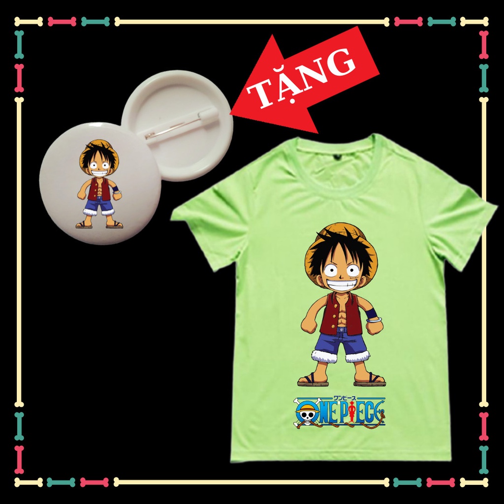 Áo Thun One Piece Luffy Trẻ Em đủ size áo từ 10kg đến 90kg Tặng HUY HIỆU One Piece Luffy