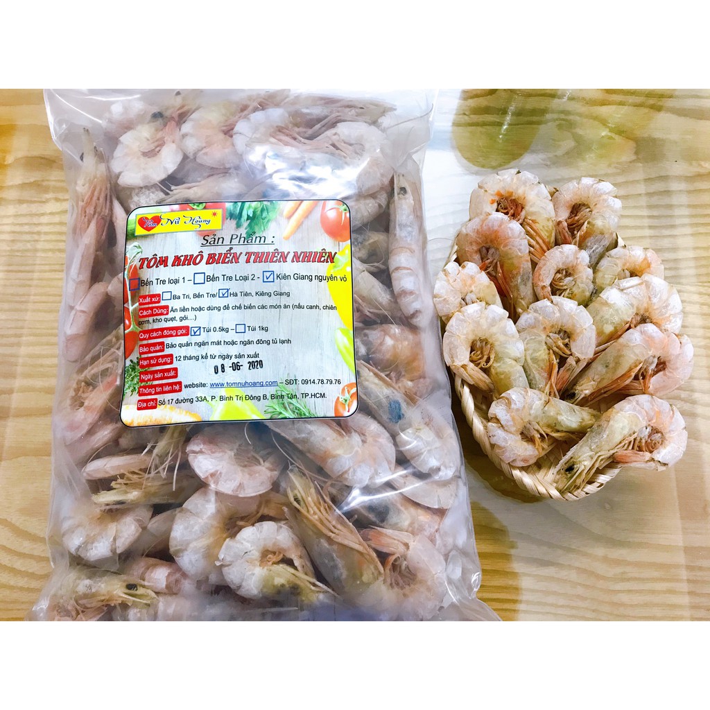 Tôm khô nguyên vỏ biển Kiên Giang (0.25kg)