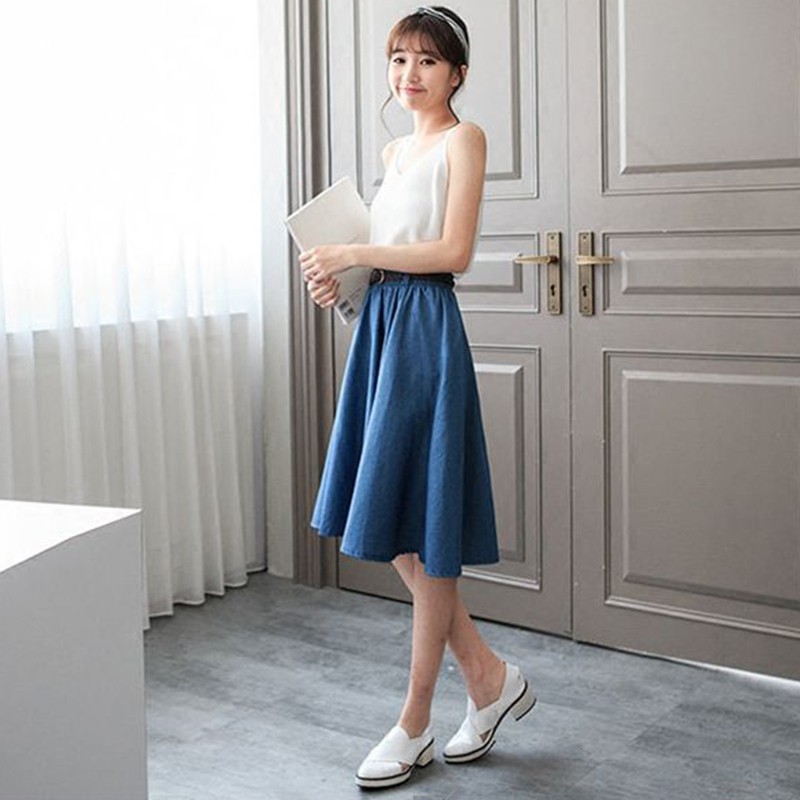 Chân Váy Jeans Chữ A Lưng Thun Thời Trang Nữ Tính | BigBuy360 - bigbuy360.vn