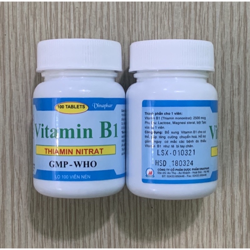 combo 2 chai VITAMIN B1 Chai 100 viên Hỗ trợ trong các trường hợp