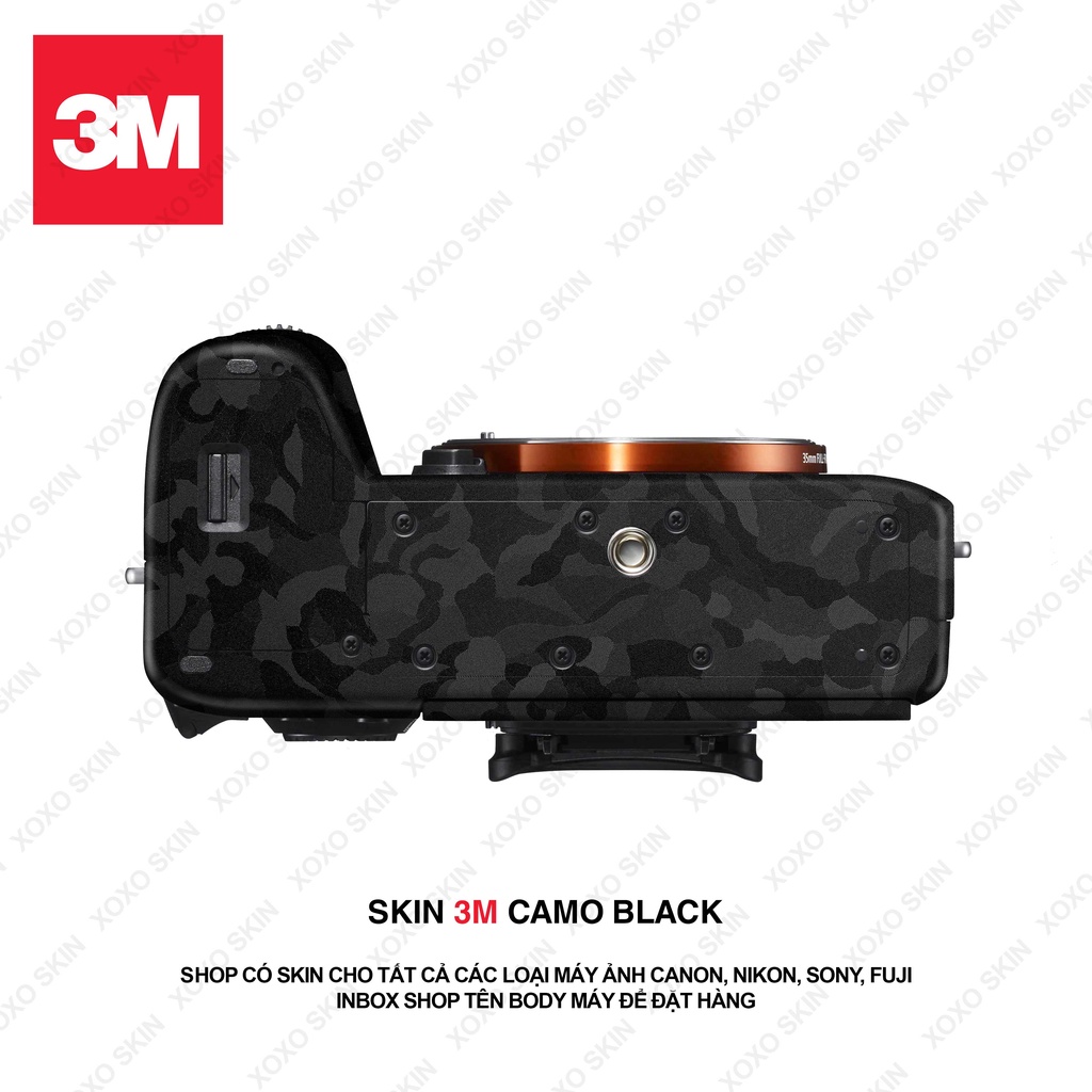 Miếng Dán Skin Máy Ảnh 3M - Mẫu Camo Black - Có Mẫu Skin Cho Sony, Canon, Nikon, Fuji