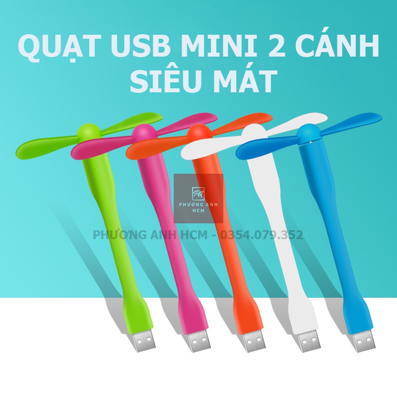 Quạt USB Mini 2 Cánh Cắm Laptop, Sạc Dự Phòng