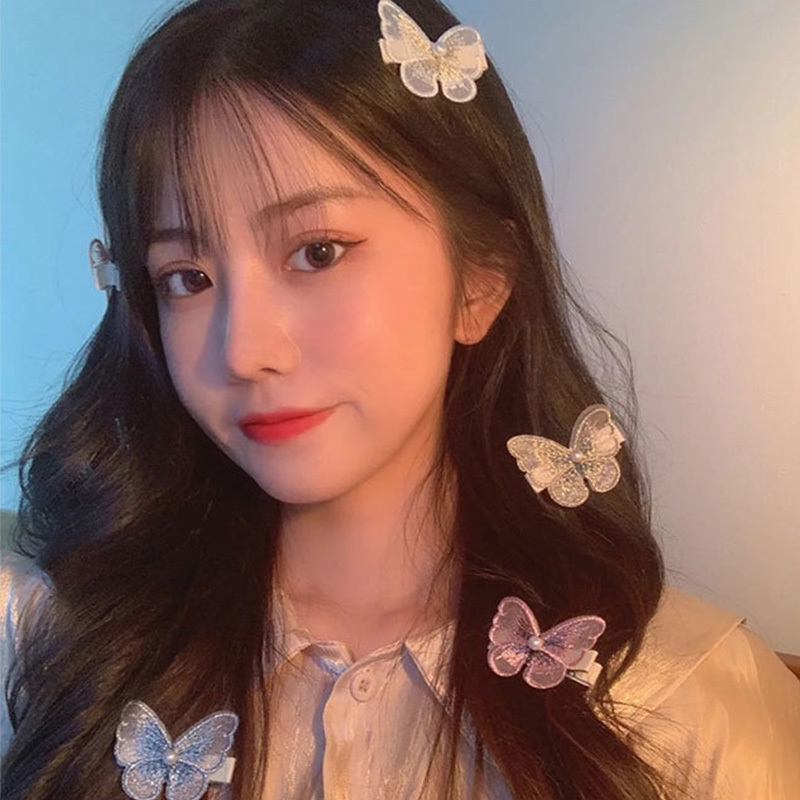 Kẹp tóc hình bướm thêu phong cách Hàn Quốc cho nữ