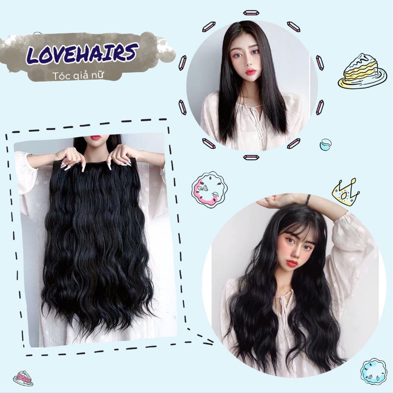 Tóc Giả Kẹp U Xoăn Sóng Nửa Đầu Hàn Quốc -  Mã TG5 - Love Hairs