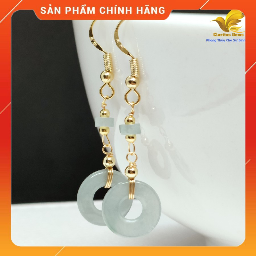 [ẢNH THẬT] BÔNG TAI ĐỒNG ĐIẾU NGOC CAM_THACH_ JADEITE _JADE LOẠI A KIỂU 1