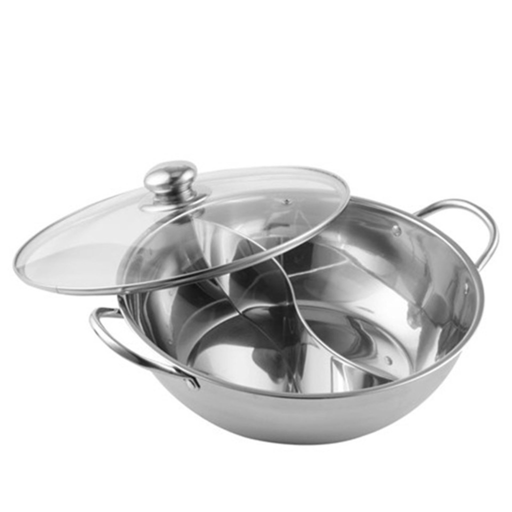 [Vua lẩu] Nồi lẩu hotpot 2 ngăn size to 30cm bằng inox