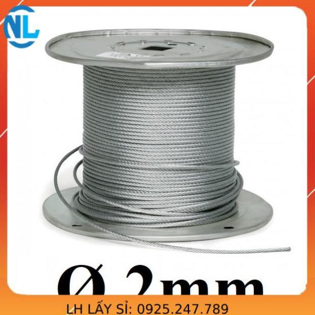 Dây cáp thép mạ kẽm Ø [ 2mm ] dài 1 mét – 1000 mét cáp thép giá sỉ