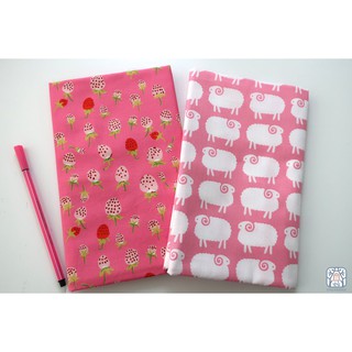 Vải may quần áo cotton 100% diy tự làm đồ handmade đồ quilting đồ trẻ em - dâu hồng và bé cừu