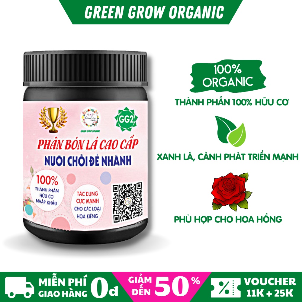 Phân bón lá dưỡng mầm hoa hồng Green Grow Organic nuôi chồi đẻ nhánh phục hồi xanh lá cho cây hoa kiểng MS109