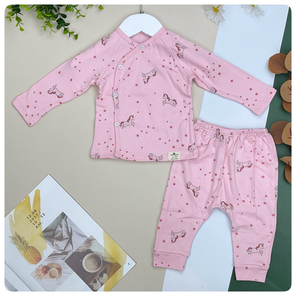 Bộ sơ sinh cúc lệch LITIBABY cho bé trai bé gái size 3M-36M  Chất cực mềm , mịn .