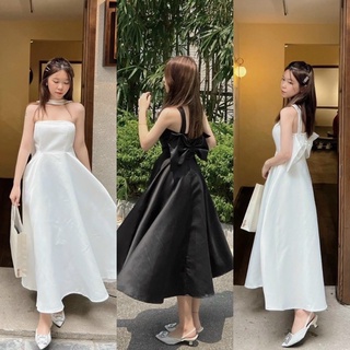 ĐẦM MIDI CHOKER NƠ LƯNG