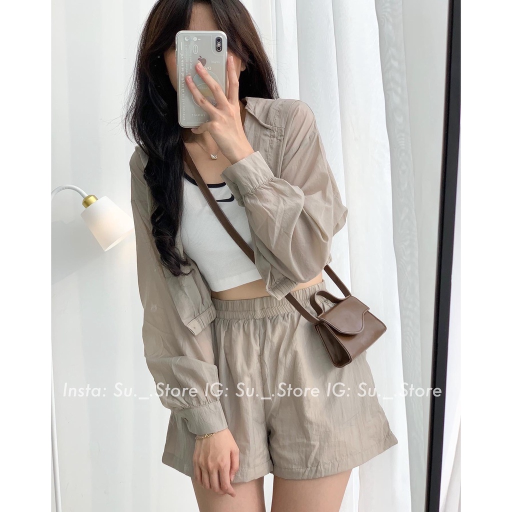 Set 3 đồ áo sát vai kèm áo croptop liền mũ và quần S392 SUSTORE