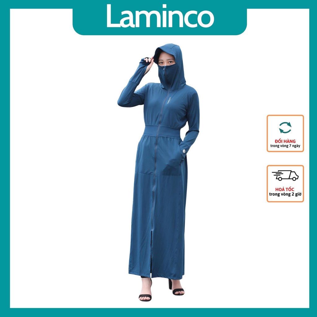 Áo chống nắng thông hơi 2 lớp cao cấp dáng dài thoáng khí có lưới co giãn làm mát UPF 50+ Laminco v100