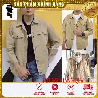 Áo khoác nam, Áo khoác kaki nam cổ bẻ from rộng màu kem [FREE SHIP CHO ĐƠN HÀNG 50K]