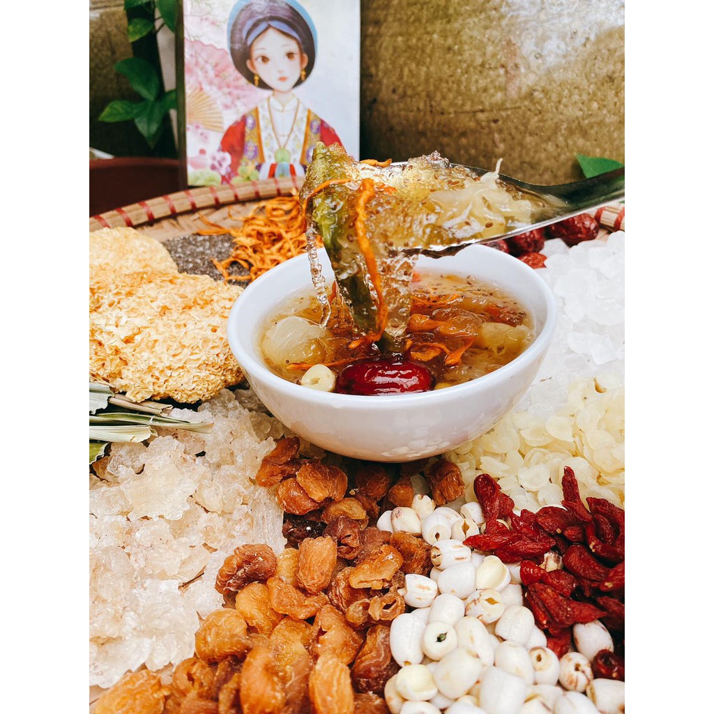 Chè dưỡng nhan, tuyết yến Set nấu 12-15 chén (500gr) an thần, đẹp da Mộc Nhan Natural | Thế Giới Skin Care