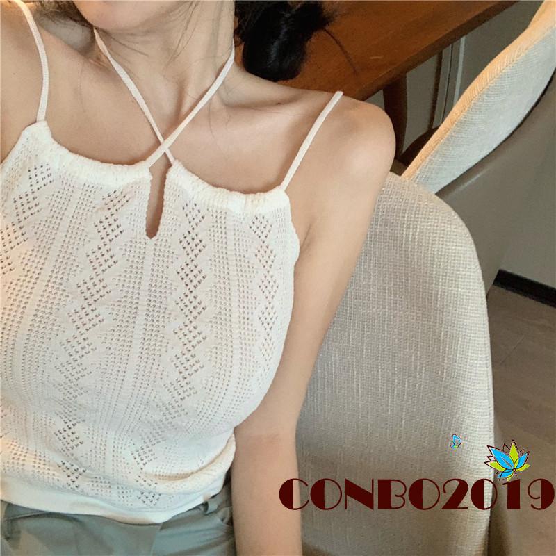 Áo Croptop Dệt Kim Cổ Chữ U Màu Trơn Thời Trang Cho Nữ