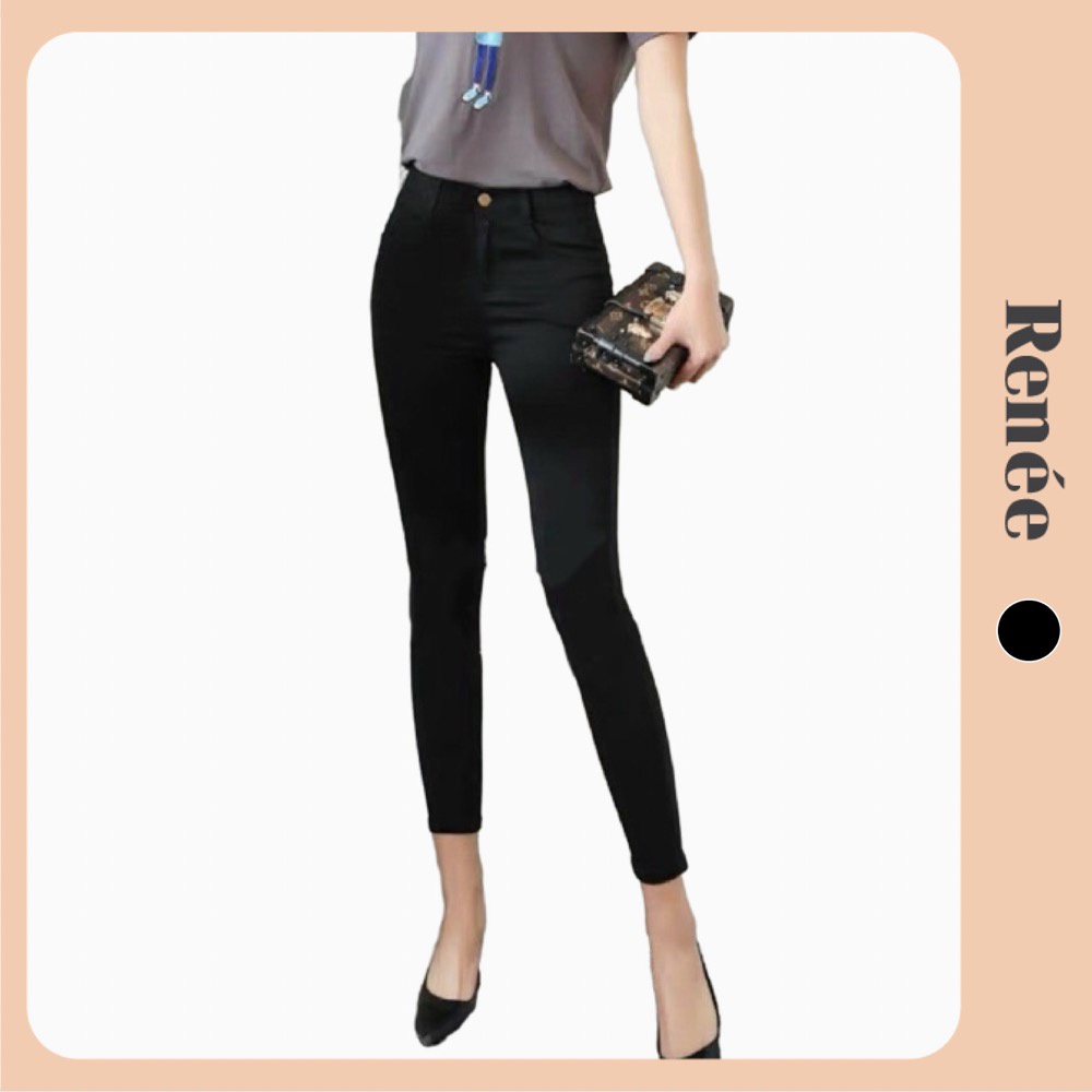 Quần jean nữ RENEE quần bò skinny ôm chất đẹp siêu co giãn 1 cúc - QB54 | BigBuy360 - bigbuy360.vn