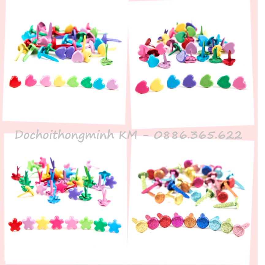 Set 100 đinh cánh phượng/ đinh ghim 2 chân làm học liệu, con rối