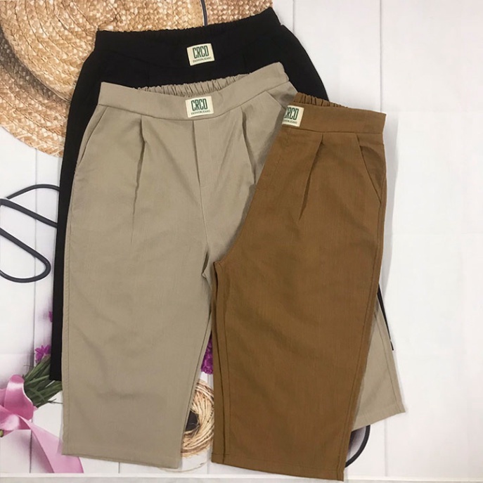 Quần lửng nữ mặc nhà cạp chun, vải đũi hàn cao cấp, thoáng mát