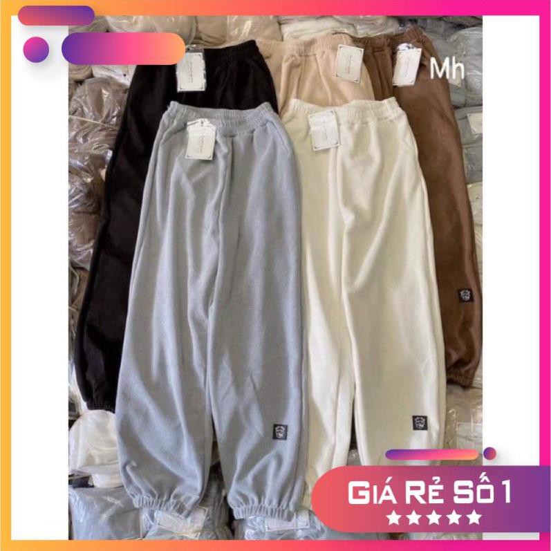 Quần Boom Tăm Logo Icon Bò Rubystore Nữ [FREESHIP]  Jogger Thun Tăm Dầy Bo Ống Năng Động Cá Tính Ulzzang