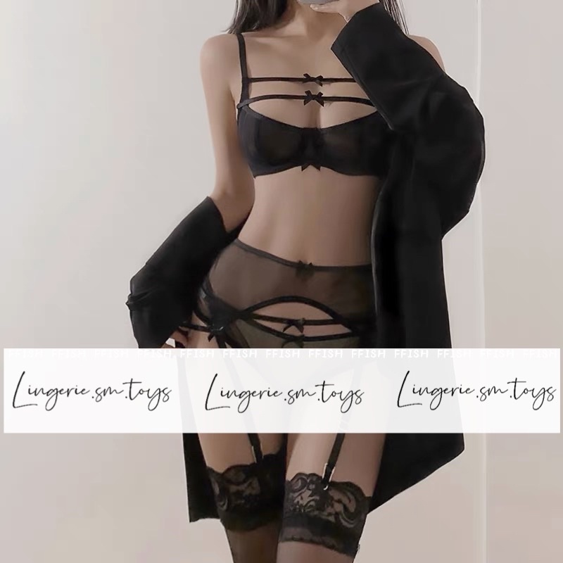 QR1171 - Nội Y Voan Trong Phối Dây Nơ Quyến Rũ - Áo Có Gọng Nâng Push-up @lingerie.sm.toys | BigBuy360 - bigbuy360.vn