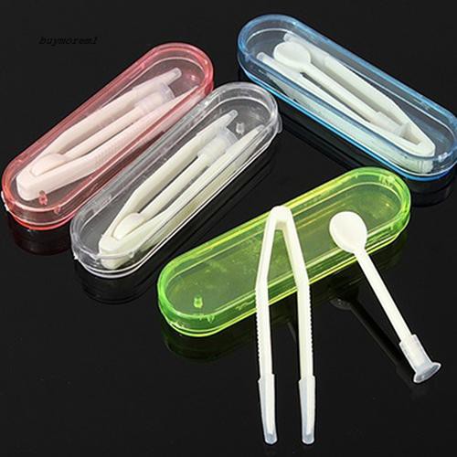 Set hộp đựng + dụng cụ tháo lens + cặp nhíp chuyên dụng vệ sinh kính áp tròng