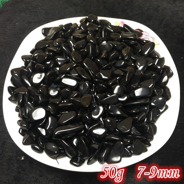 Sỏi đá Obsidian nguyên chất màu đen cao cấp 50g