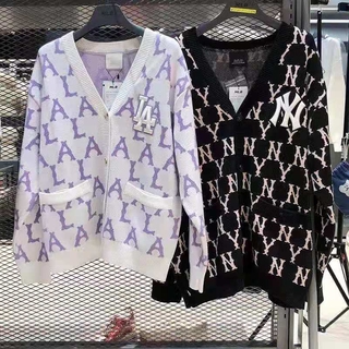 Mlb Áo Sweater Dệt Kim Tay Dài In Logo Ny Kiểu Cổ Điển Cá Tính Cho Nam Và Nữ