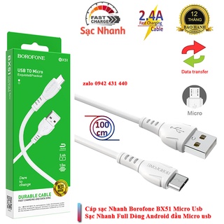 Cáp Sạc Nhanh Micro USB borofone bx51 MicroUSB 1m Chính Hãng