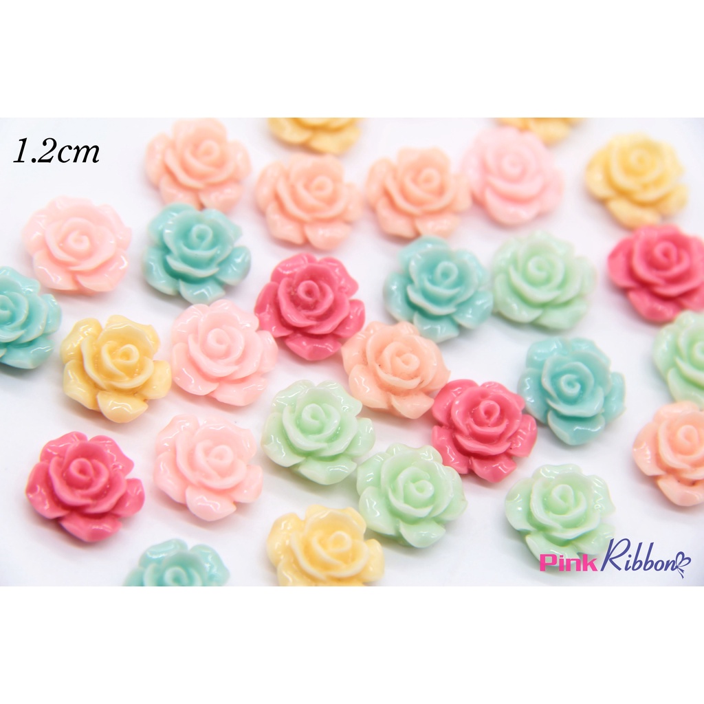 SET 5C - Hoa hồng nhựa nhiều màu nhí cỡ 1.2cm