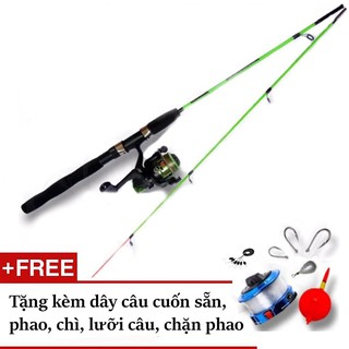 Bộ Cần câu 2 khúc Đặc Ruột 2m1 + Tặng Mồi Giả