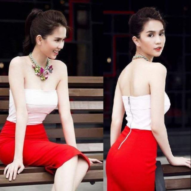 Đầm body ngọc trinh phối màu