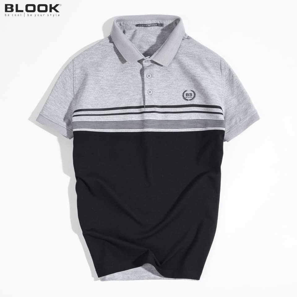 Áo polo nam  cổ bẻ vải thun cá sấu cotton co giãn tốt phối sọc 2 màu trẻ trung, xuất xịn mã 33395 BLOOK | BigBuy360 - bigbuy360.vn