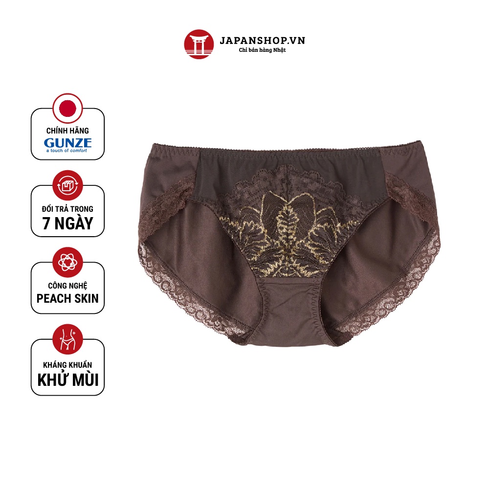 Quần lót nữ ren lưới co giãn 3 chiều Tuché Gunze JS1038H nâng mông, kháng khuẩn, chống viêm nhiễm chính hãng Nhật Bản