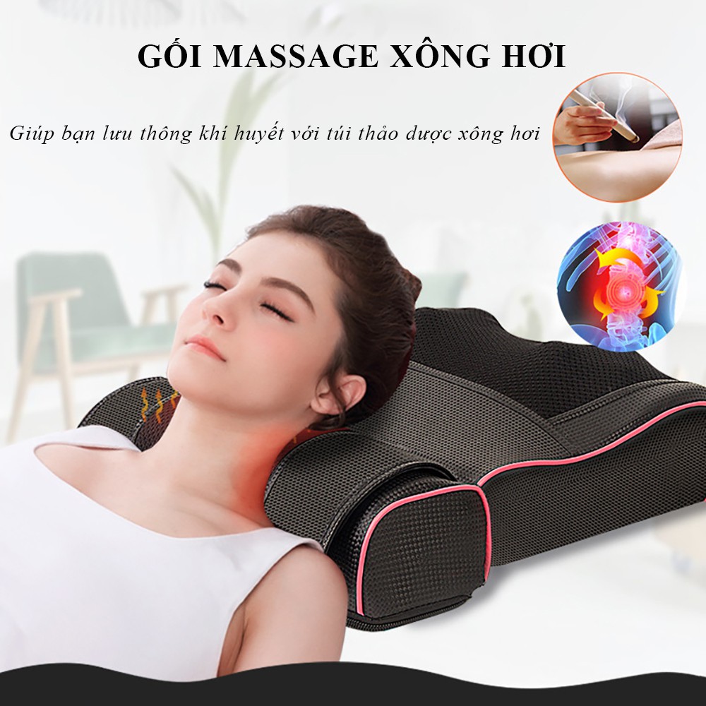 Gối Massage Hồng Ngoại Cao Cấp, Máy Massage Đa Chức Năng Như Cổ, Lương, Eo, Đùi, Chân, Chuờm Nóng, Bảo Hành 2 Năm