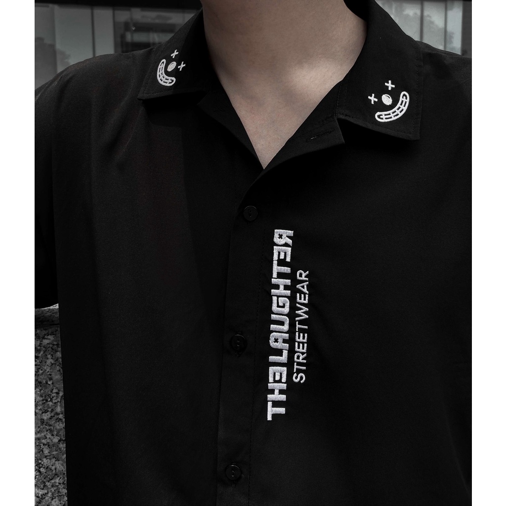 LAUGHTER EMBROIDERED SHIRT - SƠ MI THÊU LOGO BASIC | BigBuy360 - bigbuy360.vn