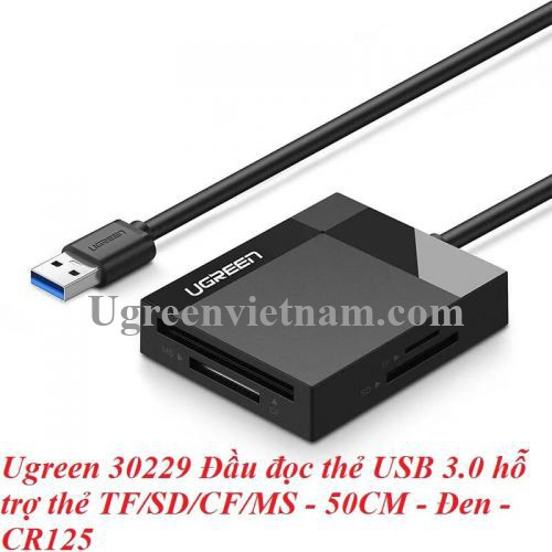 Đầu đọc thẻ nhớ SD/TF/CF/MS chuẩn USB 3.0 Ugreen 30229